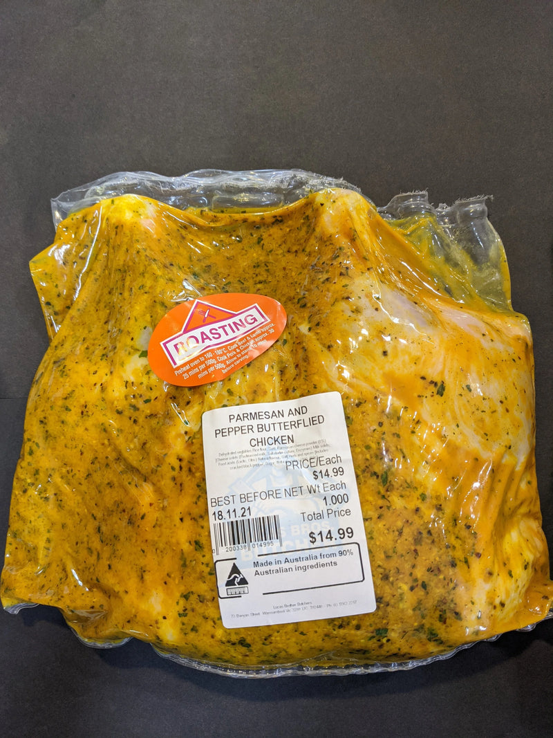Parmesan and pepper butterflied chicken